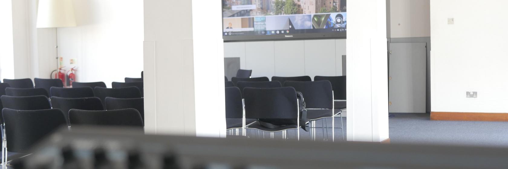 The Wren room at the RIBA featuring a Panasonic 103-inch plasma