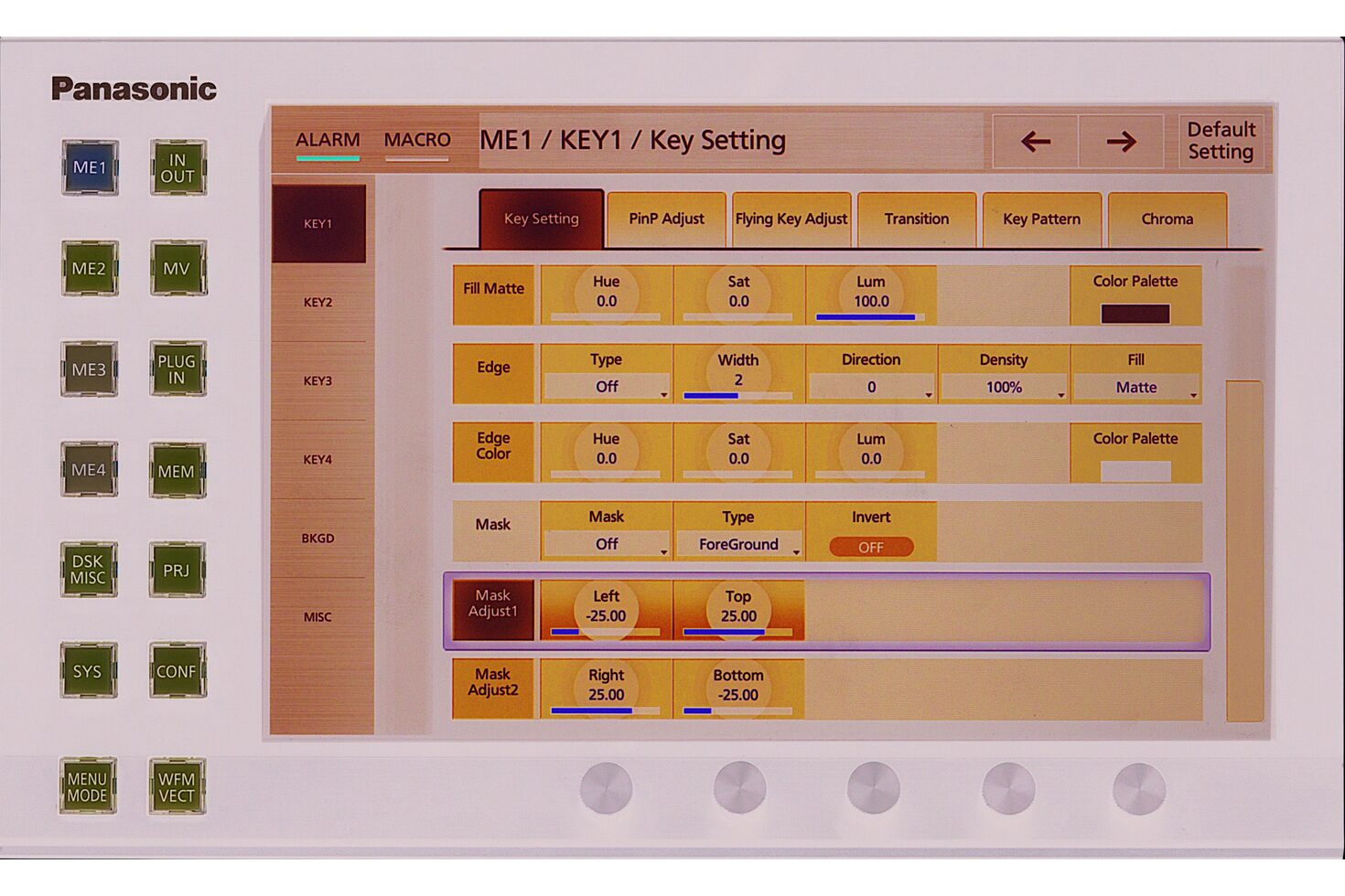 AV-HS7300 Series Menu Panel